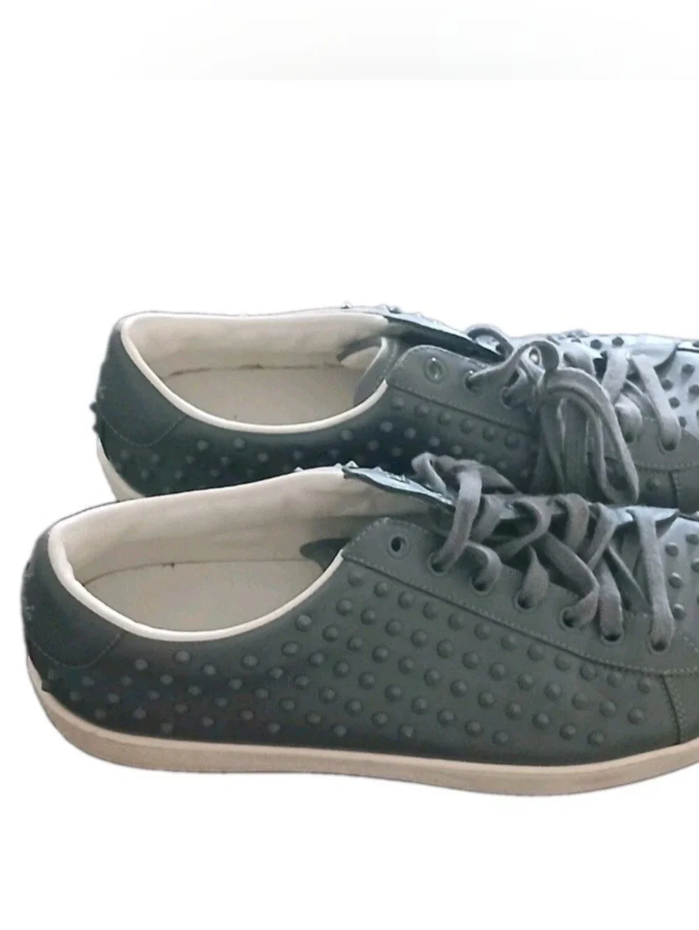 Gucci Men's Gray Spiked Low Top Leather Sneakers Size:10